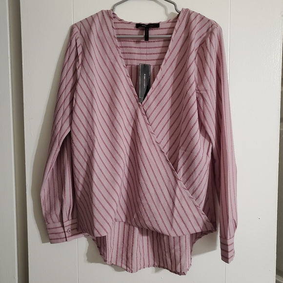 BCBGMaxAzria Tops - NWT bcbg dawn pink striped blouse sz. M